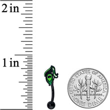 Load image into Gallery viewer, 16G 5/16 Black Striking Peacock Feather Curved Eyebrow Ring