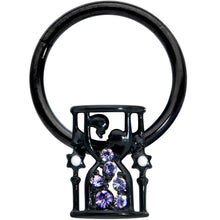 将图片加载到图库查看器,16G 3/8 Purple Gem Black Gothic Hourglass Hinged Segment Ring