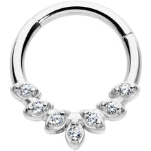 Load image into Gallery viewer, 16G 5/16 Clear CZ Gem Seven Leaf Hinged Segment Ring