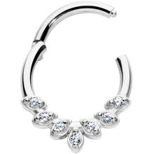 Load image into Gallery viewer, 16G 5/16 Clear CZ Gem Seven Leaf Hinged Segment Ring