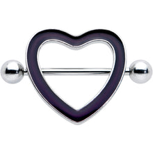 Load image into Gallery viewer, 14G 5/8 Black Heart Valentine Glow in the Dark Nipple Shield Set