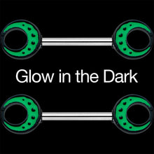 Load image into Gallery viewer, 14G 9/16 Deep Green Moon Glow in the Dark Barbell Nipple Ring Set