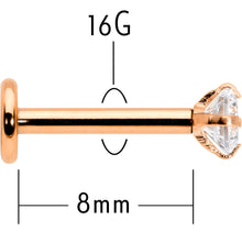 Load image into Gallery viewer, 16G 5/16 Clear Gem Rosy Tone Round Internal Thread Labret Tragus