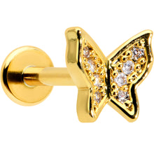 Load image into Gallery viewer, 16G 5/16 Clear Gem Gold Tone Butterfly Internally Threaded Labret