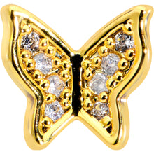 Load image into Gallery viewer, 16G 5/16 Clear Gem Gold Tone Butterfly Internally Threaded Labret