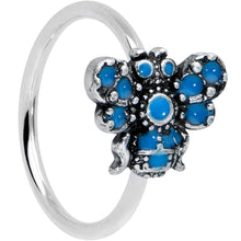 Load image into Gallery viewer, 20G 5/16 Blue Textured Butterfly Nose Hoop
