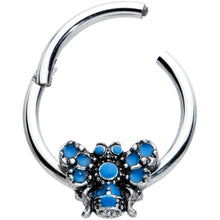 将图片加载到图库查看器,16G 3/8 Blue Textured Butterfly Hinged Segment Ring