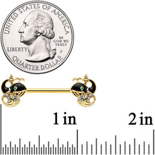 Load image into Gallery viewer, 14G 9/16 Clear Gem Gold Tone Mom Baby Whale Nipple Ring Set