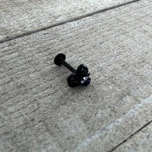 Load image into Gallery viewer, 16G 5/16 Purple Gem Black Skull Heart Bow Labret Monroe Tragus