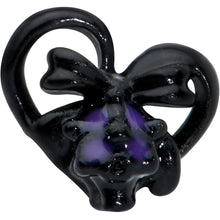 Load image into Gallery viewer, 20G 1/4 Black Purple Skull Bow Heart Nose Bone