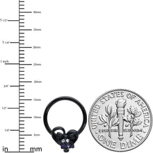 Load image into Gallery viewer, 16G 3/8 Clear Gem Black Heart Skull Bow Hinged Segment Ring
