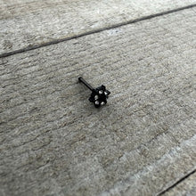 Load image into Gallery viewer, 20G 1/4 Clear CZ Gem Black Abstract Sun Nose Bone