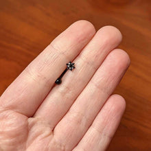 Load image into Gallery viewer, 16G 5/16 Clear CZ Gem Black Abstract Sun Curved Eyebrow Ring