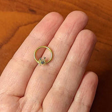 Load image into Gallery viewer, 16G 3/8 Gold Tone Blue Crab Nautical BCR Captive Ring