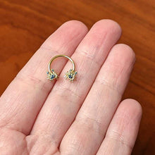 Load image into Gallery viewer, 16G 3/8 Gold Tone Blue Crab Nautical Horseshoe Circular Barbell
