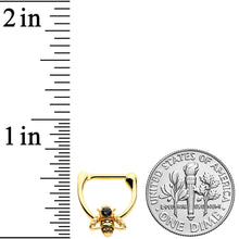 将图片加载到图库查看器,16G 5/16 Black Gem Gold Tone Angular Bee Cartilage Clicker
