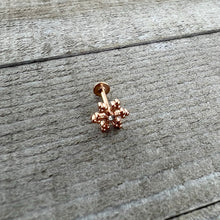 Load image into Gallery viewer, 16G 5/16 Clear Gem Rose Gold Tone Snowflake Labret Monroe Tragus