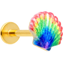 Load image into Gallery viewer, 16G 5/16 Gold Tone Rainbow Scallop Shell Labret Monroe Tragus