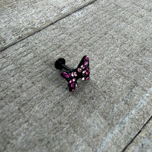将图片加载到图库查看器,16G 1/4 Pink Gem Black Midnight Butterfly Labret