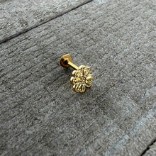 Load image into Gallery viewer, 16G 1/4 Yellow Gem Gold Tone Textured Cross Labret