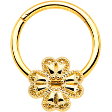 Load image into Gallery viewer, 16G 3/8 Yellow Gem Gold Tone Texture Cross Hinged Segment RIng