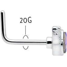 Load image into Gallery viewer, 20G 7mm Aurora Gem Deco Waves L Shape Nose Ring