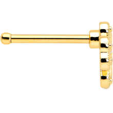 Load image into Gallery viewer, 20G 1/4 Yellow Gem Gold Tone Textured Cross Nose Bone