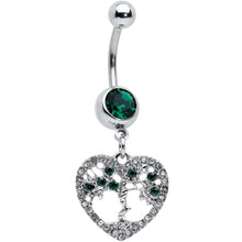 将图片加载到图库查看器,Green Gem Heart Tree Valentines Day Dangle Belly Ring