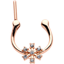 Load image into Gallery viewer, 16G 5/16 Clear Gem Rose Gold Tone Geo Snowflake Cartilage Clicker