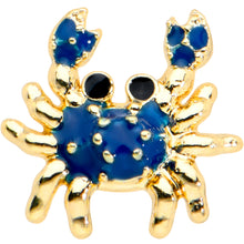 Load image into Gallery viewer, 20G 1/4 Black Gem Gold Tone Blue Crab Nautical Nose Bone