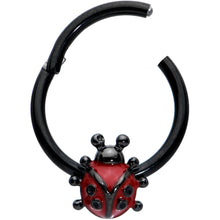 将图片加载到图库查看器,16G 3/8 Black Classic Ladybug Hinged Segment Ring