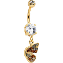 Load image into Gallery viewer, Clear Orange Gem Gold Tone Baroque Butterfly Dangle Belly Ring