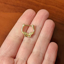 Load image into Gallery viewer, 16G 5/16 Orange Gem Gold Tone Baroque Butterfly Cartilage Clicker