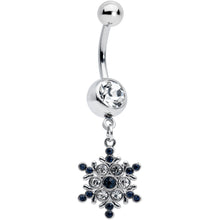 Load image into Gallery viewer, Clear Blue Gem Festive Snowflake Christmas Dangle Belly Ring