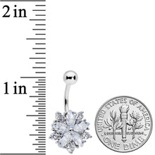 将图片加载到图库查看器,Clear CZ Gem Floral Burst Baroque Belly Ring