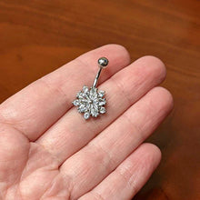 将图片加载到图库查看器,Clear CZ Gem Floral Burst Baroque Belly Ring