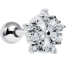 Load image into Gallery viewer, 16G 1/4 Clear CZ Gem Floral Burst Cartilage Tragus Earring