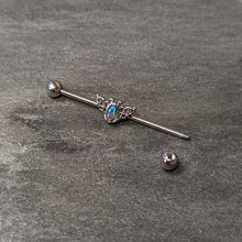 Load image into Gallery viewer, 14G Aurora Gem Art Deco Style Waves Industrial Barbell 38mm