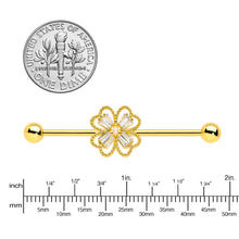 将图片加载到图库查看器,14G Clear Gem Gold Tone Textured Cross Industrial Barbell 38mm