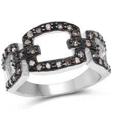 将图片加载到图库查看器,0.32 Carat Genuine Champagne Diamond .925 Sterling Silver Ring