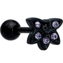 Load image into Gallery viewer, 16G 1/4 Purple Gem Black Skull Blossom Cartilage Tragus Earring