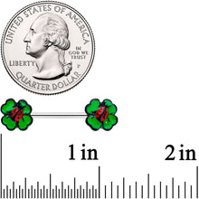 Load image into Gallery viewer, 14G 9/16 Ladybug Shamrock St Patricks Day Barbell Nipple Ring Set