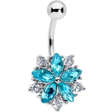 将图片加载到图库查看器,Blue Clear CZ Gem Baroque Floral Burst Belly Ring