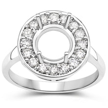 Load image into Gallery viewer, 0.48 Carat Genuine White Diamond 14K White Gold Semi Mount Ring - holds 8.00mm Round Gemstone