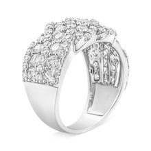 Load image into Gallery viewer, 10K White Gold 3.00 Cttw Diamond Multi Row Cluster Band Ring (I-J Color, I3 Clarity) - Size 7