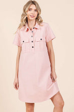 Load image into Gallery viewer, New Button Detail Collared Neck Short Sleeve Shirt Dress For Women – Chic, Trendy, Casual, Unique, Versatile & Classic Elegance