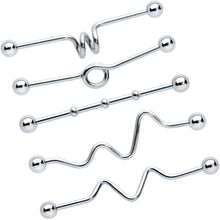 Load image into Gallery viewer, 14G Loops Waves Industrial Project Bar 40mm Set of 5