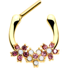 Load image into Gallery viewer, 16G 5/16 White Faux Opal Gold Hue Bunch Flowers Cartilage Clicker
