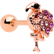 Load image into Gallery viewer, 16G 1/4 Pink Gem Rose Gold Hue Fashion Flamingo Cartilage Tragus