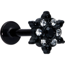 Load image into Gallery viewer, 16G 5/16 Clear CZ Gem Black Abstract Sun Labret Monroe Tragus